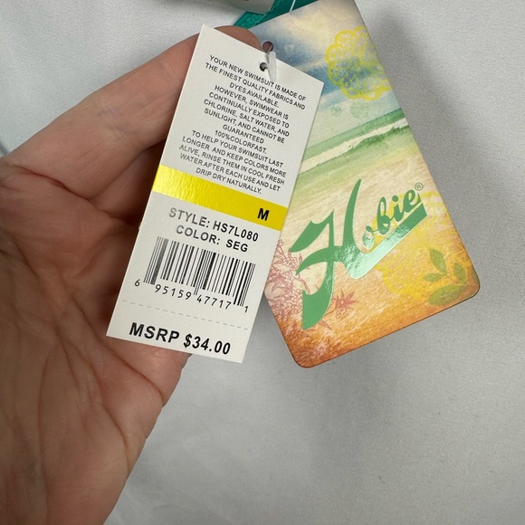 Hobie Bikini Top Green With Colorful Trim - Picture 2 of 7